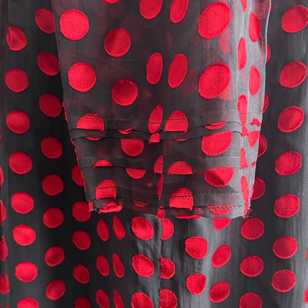 Diane Von Furstenberg Red and Black Polka Dot Print Mini Dress Size 8 - Picture 8 of 15